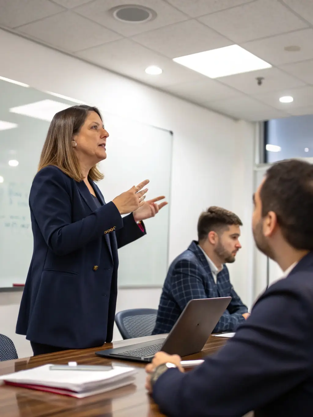 A coach observing a team working together, providing guidance and feedback to improve their collaborative efforts.